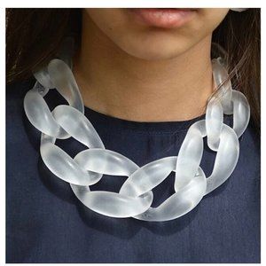 Acrylic necklace chain curb clear transparent fat large statement necklac